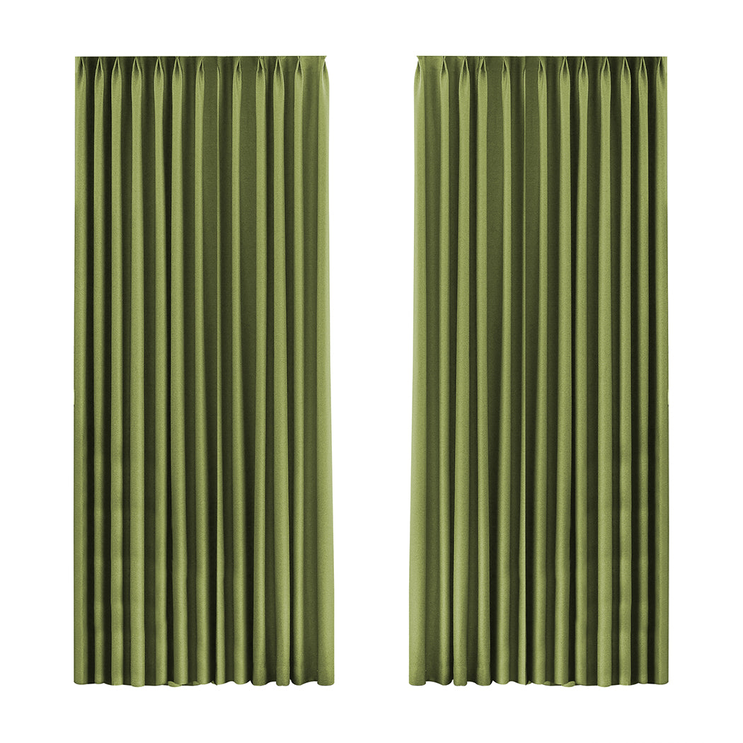 Marlow 2XBlockout Curtains Chenille 180x250 Green CD1016-180x250-DG