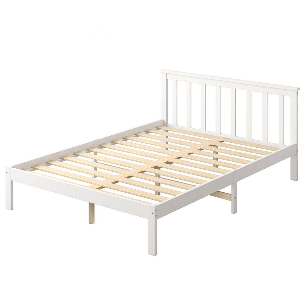 Levede Wooden Bed Frame Queen Full Size White