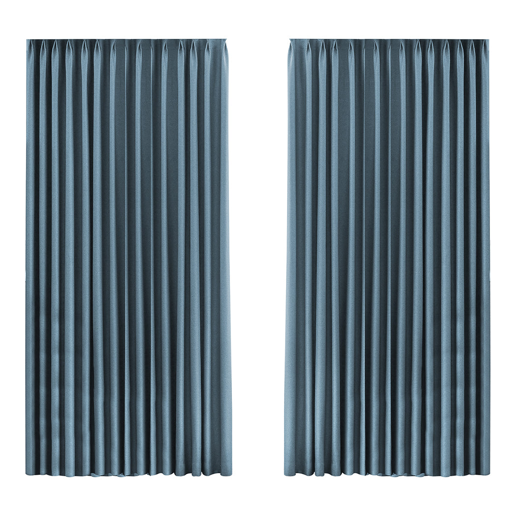 Marlow 2XBlockout Curtains Chenille 240x250 Blue