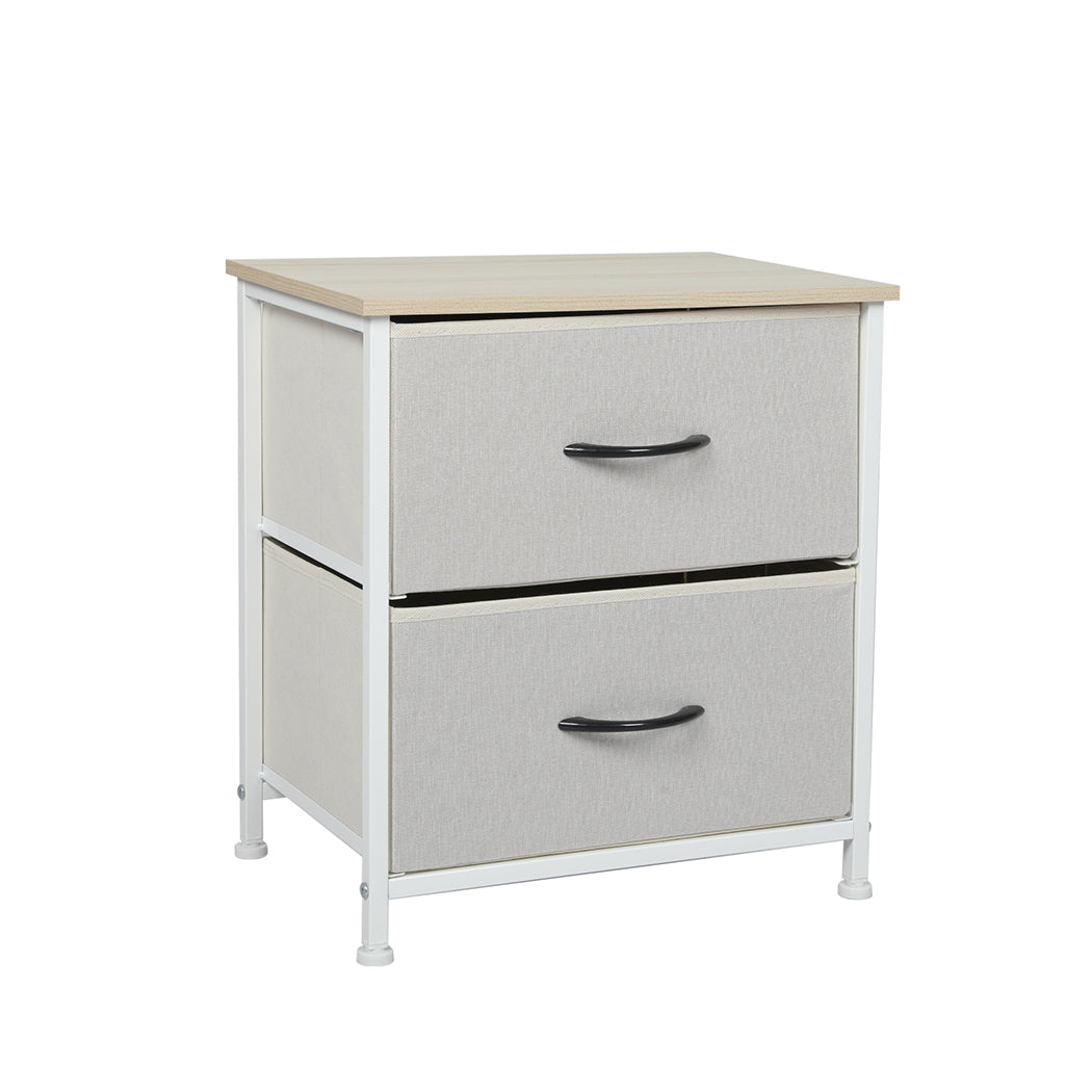 Levede Chest of 2 Drawers Bedside Table Beige