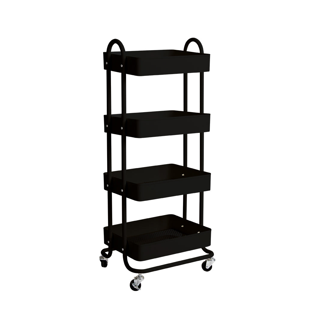 Levede 4 Tiers Kitchen Trolley Cart Black