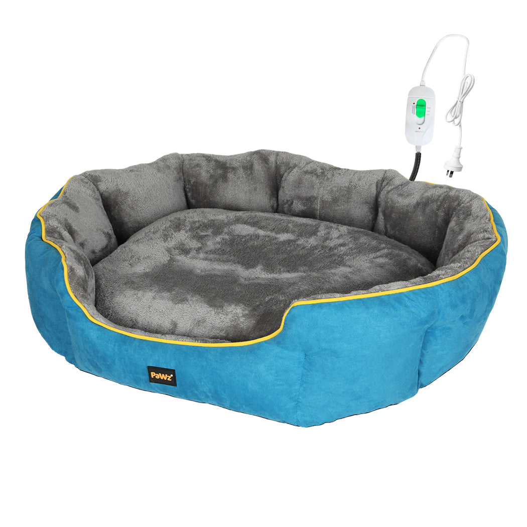 PaWz Electric Pet Heater Bed Heated M Blue Medium