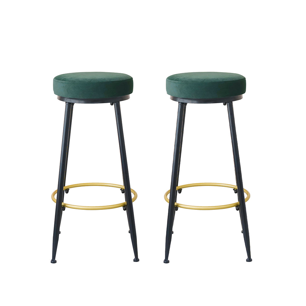 Levede 2x Bar Stools Barstools Velvet Green