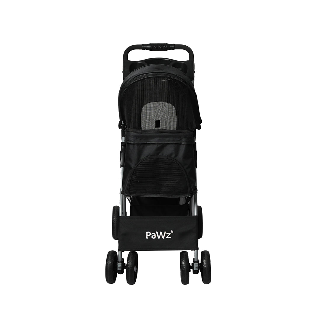 PaWz 4 Wheels Pet Stroller Dog Cat Cage Black