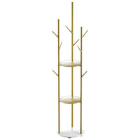 Levede Coat Rack Clothes Stand 8 Hook Organizer Gold