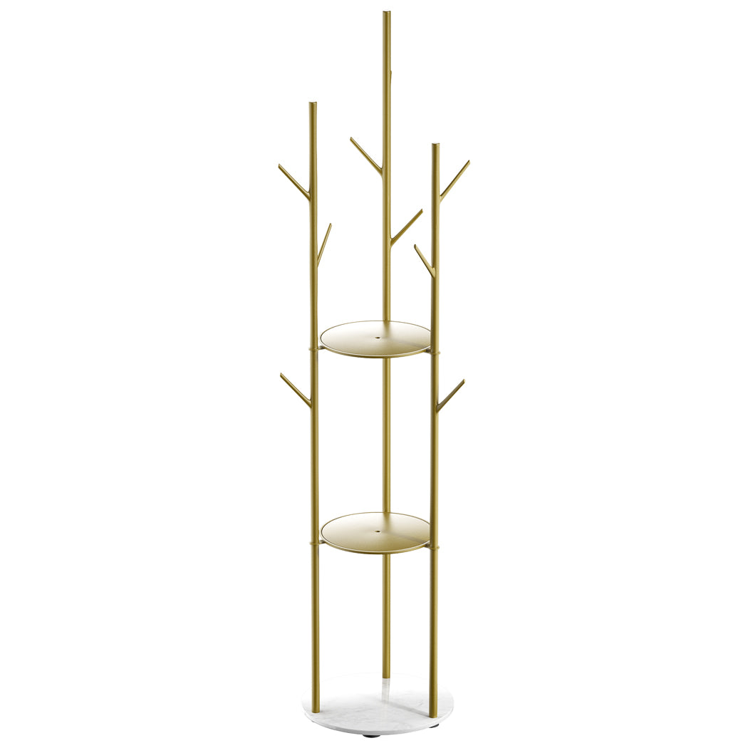Levede Coat Rack Clothes Stand 8 Hook Organizer Gold
