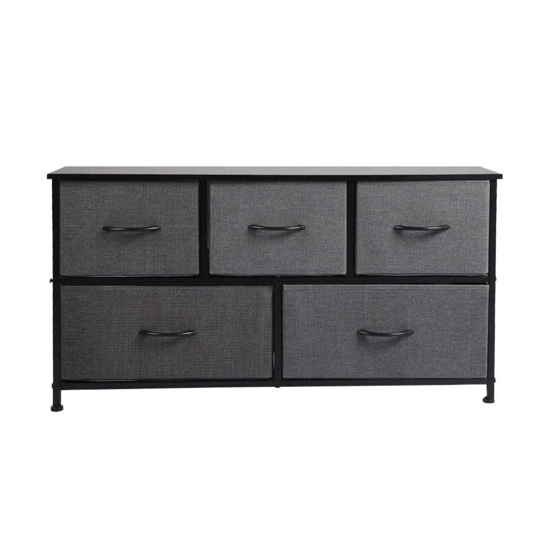 Levede Chest of 5 Drawers Storage Cabinet Dark Grey