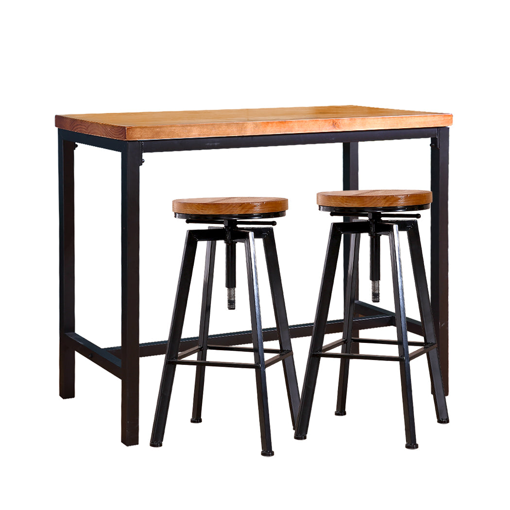 Levede 3pcs Bar Table Barstools Industrial