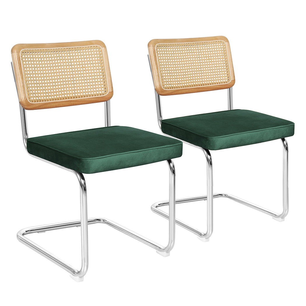 Levede 2xRattan Chair Dining Chairs Green
