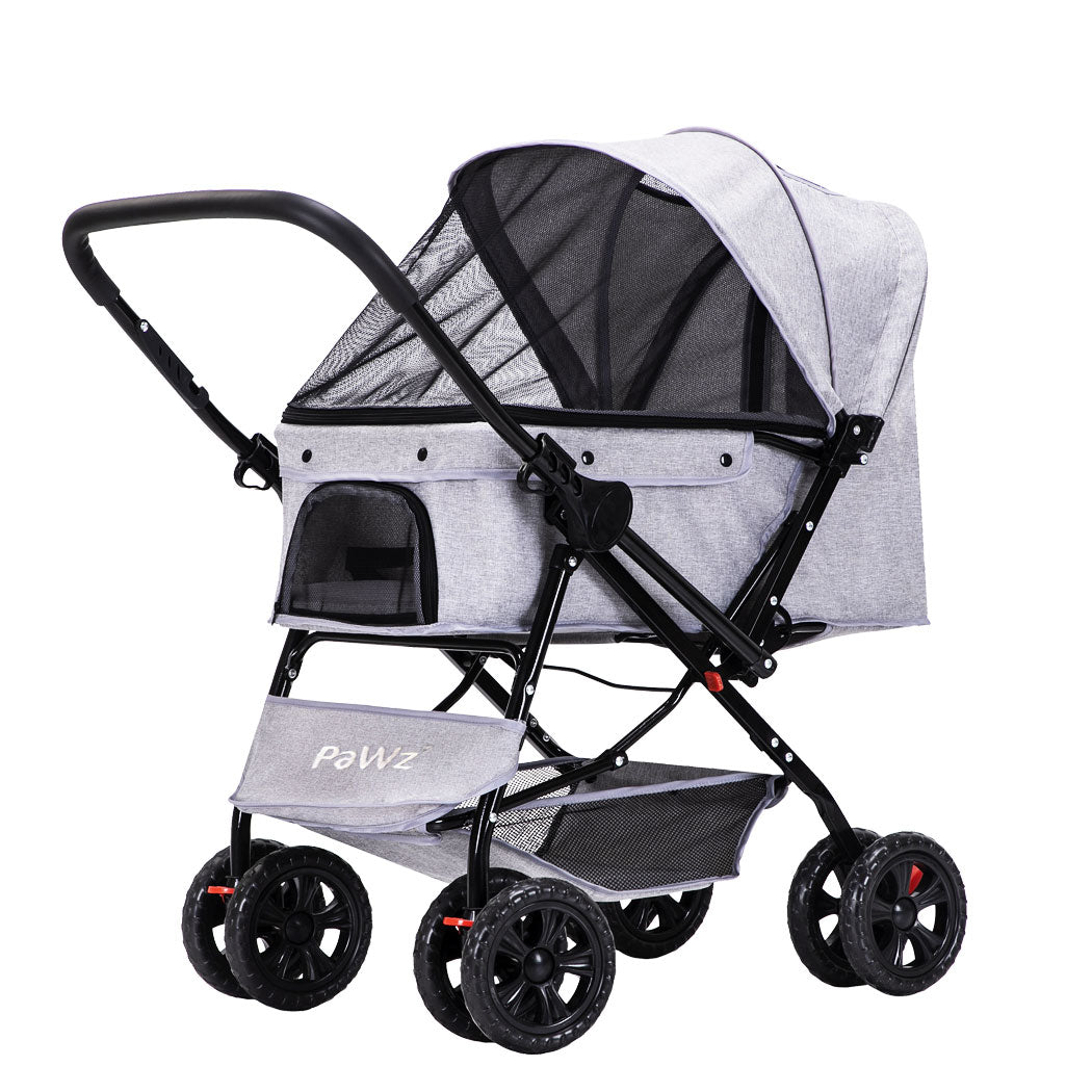 PaWz Pet Stroller Pram Dog Carrier Trailer Grey