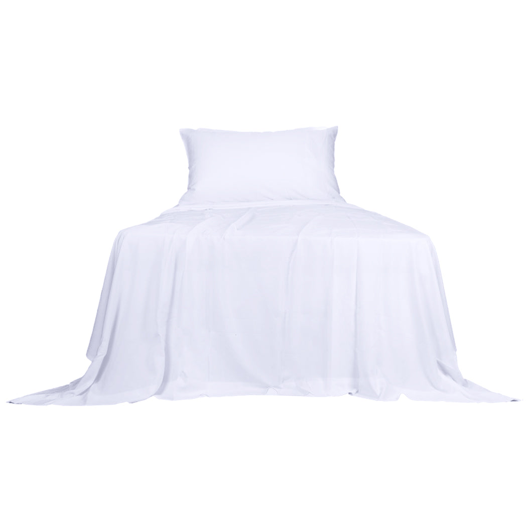 Dreamz 3pcs Sinigle Size 100% Bamboo Bed Sheet Set in White Colour Single