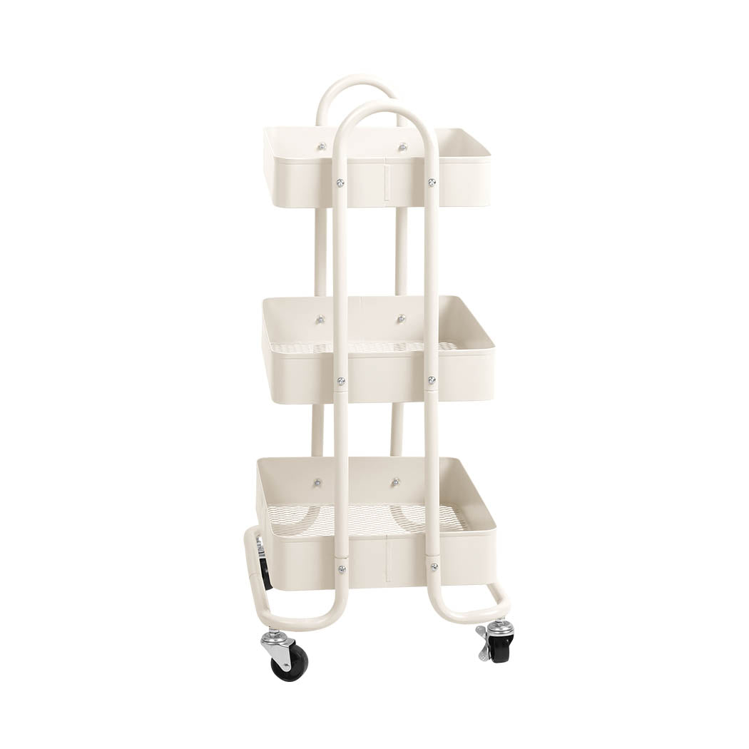 Levede 3 Tiers Kitchen Trolley Cart White