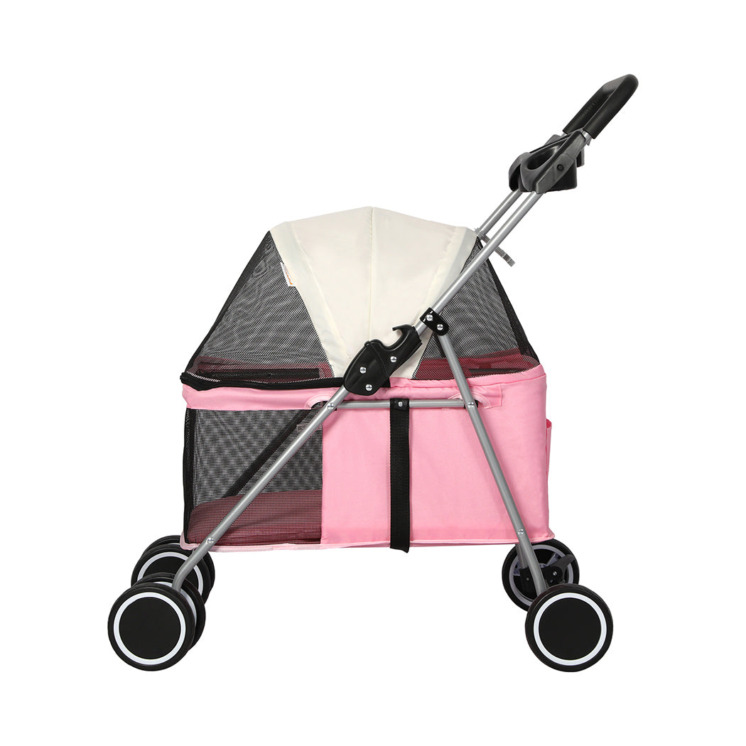 PaWz Pet Stroller Dog Cat Carrier Foldable Pink