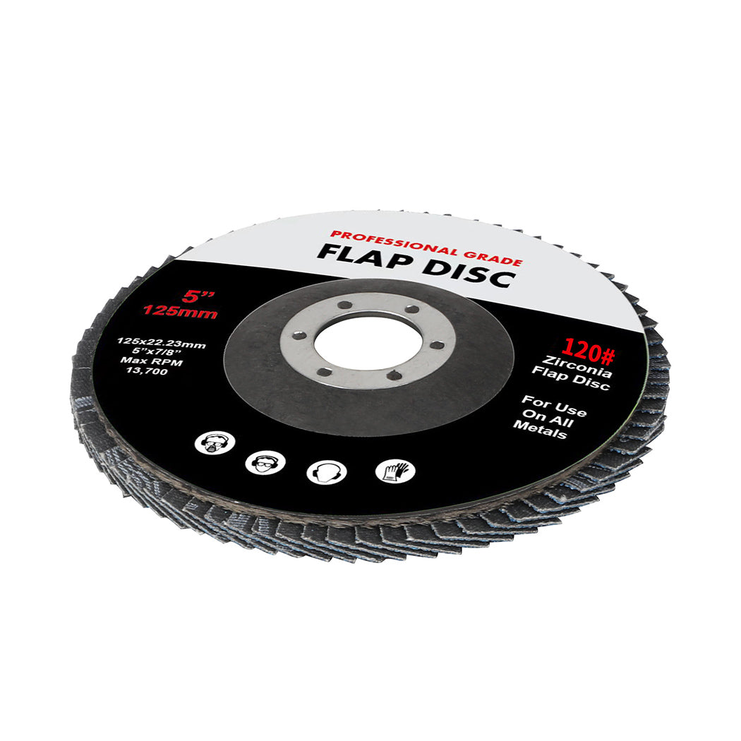 Traderight Flap Discs 125mm 5" Zirconia 1x20mX3 60SQM