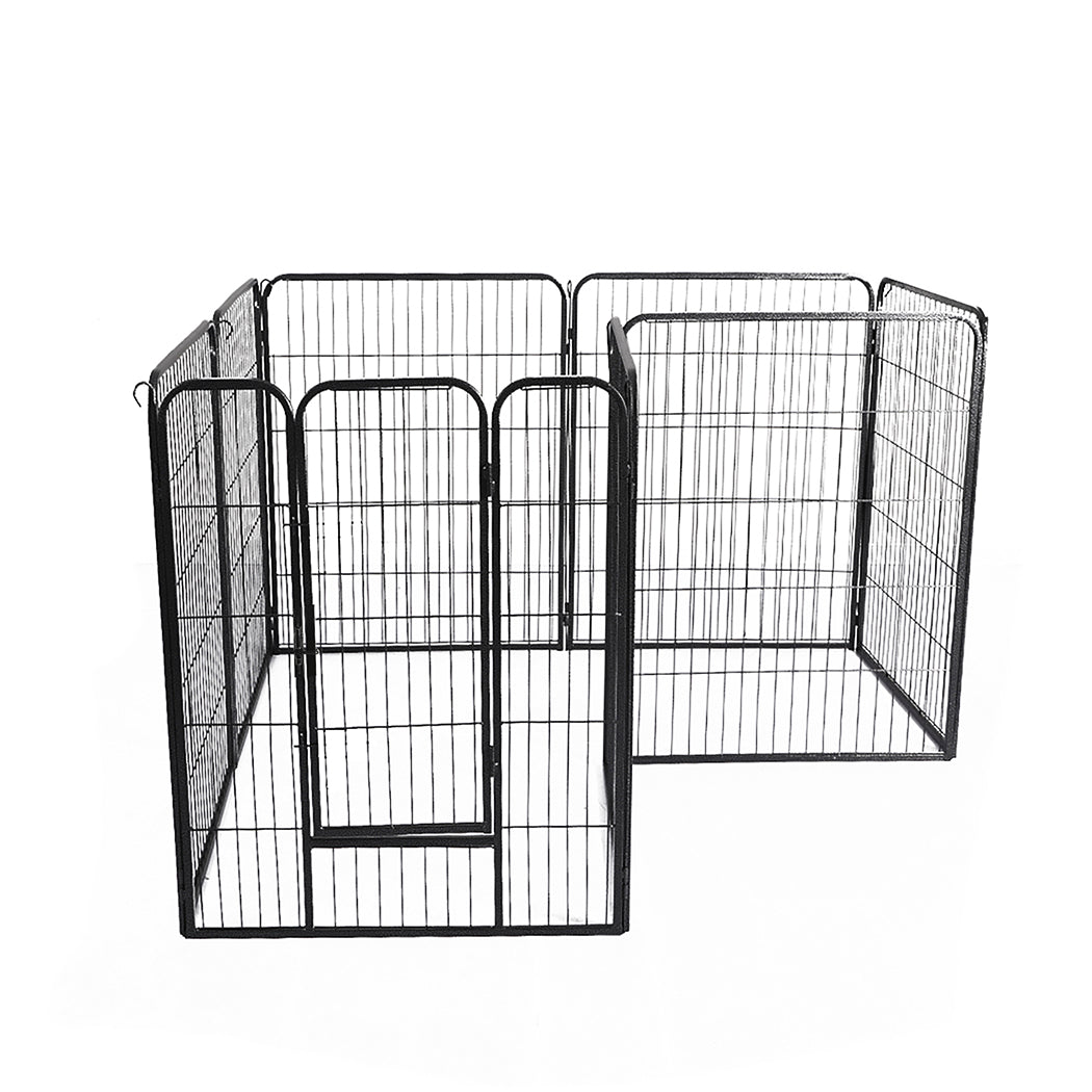 PaWz 8 Panel Pet Dog Playpen Puppy Exercise Black 24 inch