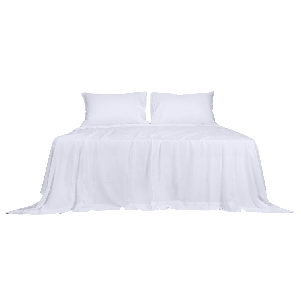 Dreamz 4pcs Double Size 100% Bamboo Bed Sheet Set in White Colour