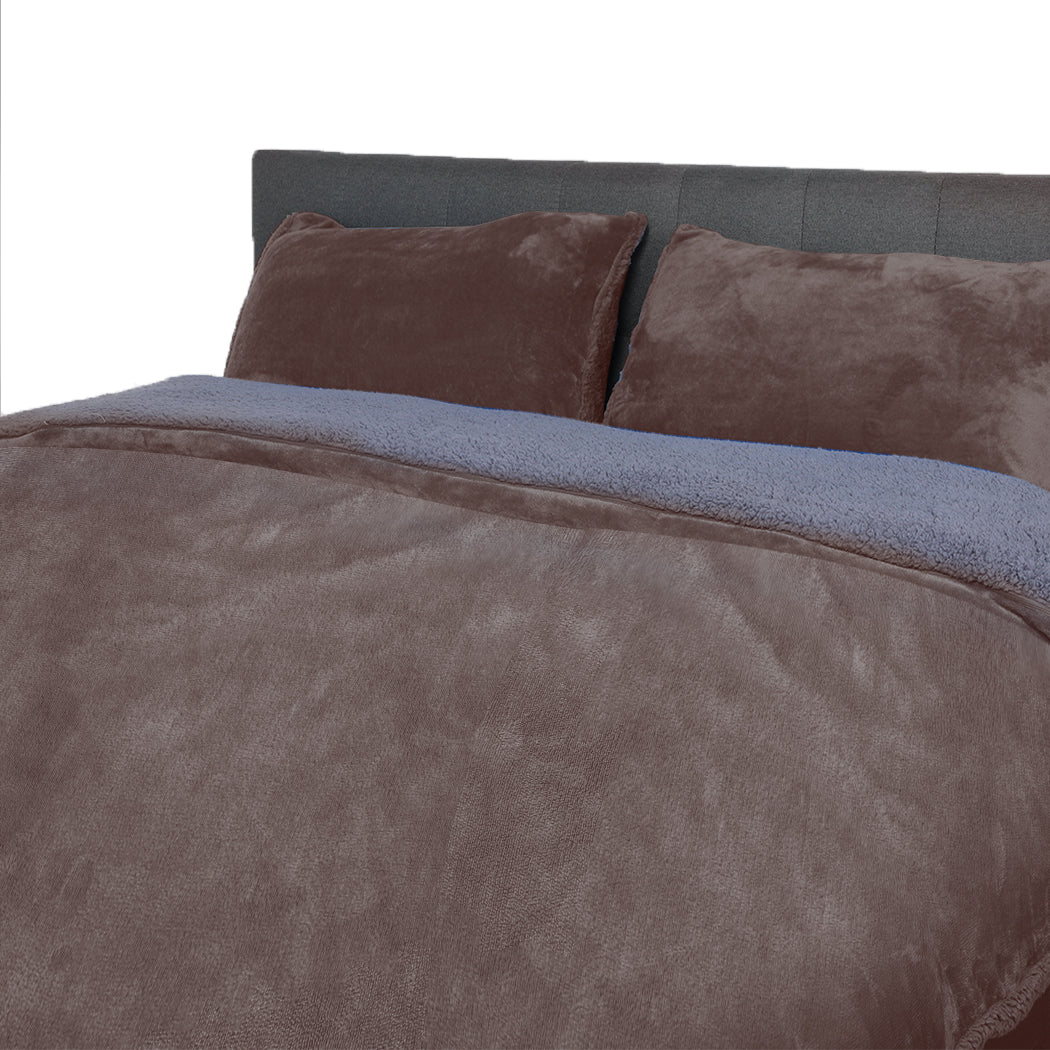 Two-sided Bed Quilt Cover Flannel Bedding Taupe King