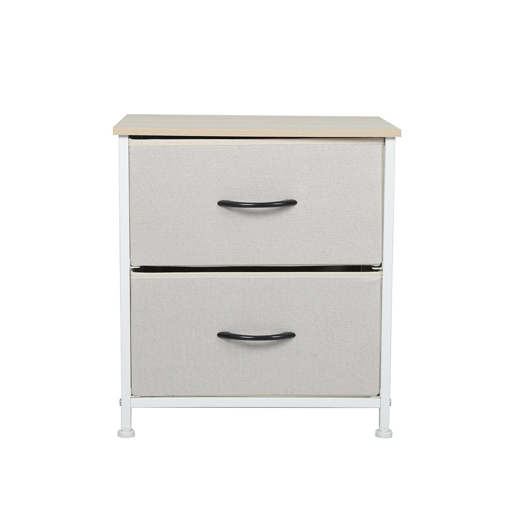 Levede Chest of 2 Drawers Bedside Table Beige