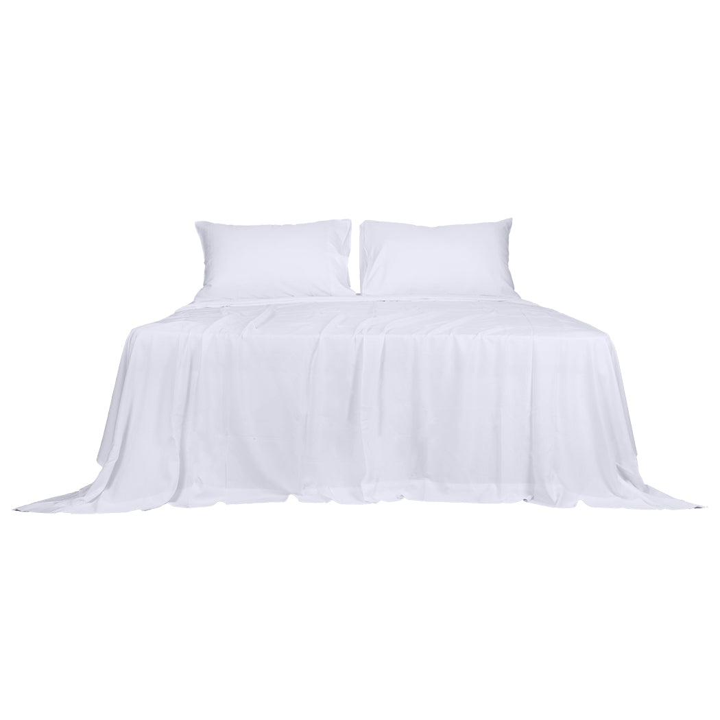 Dreamz 4pcs King Size 100% Bamboo Bed Sheet Set in White Colour