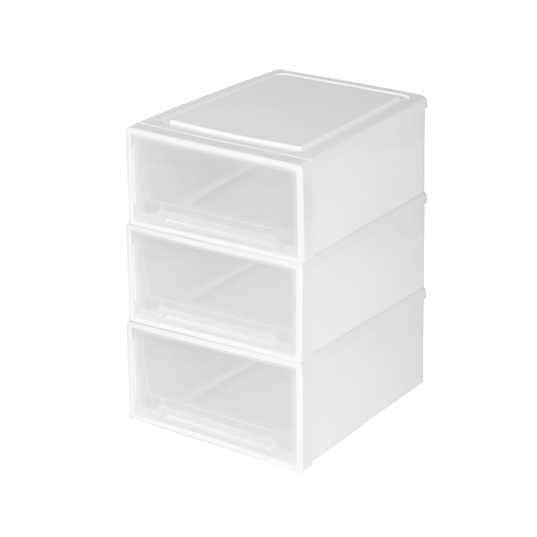 Plastic Storage Box Stackable Containers M 3PK Medium