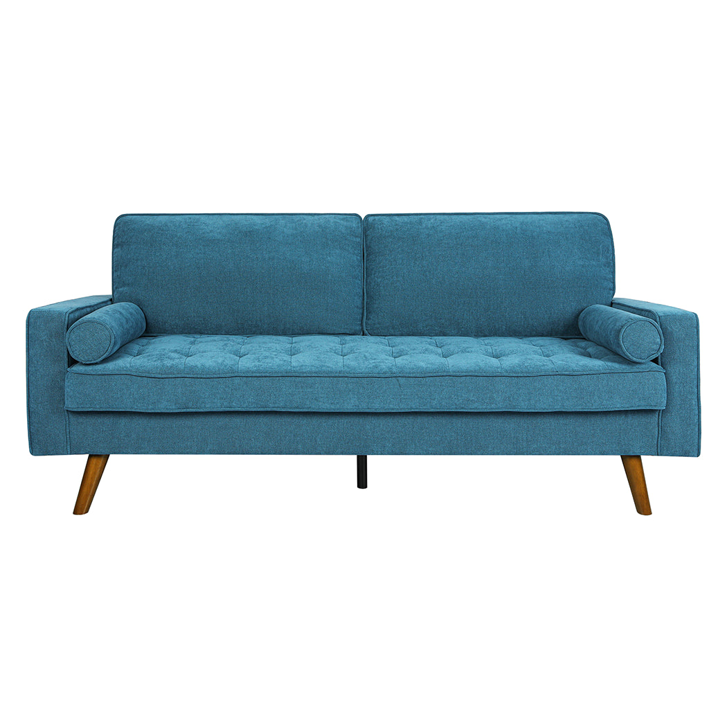 Levede Fabric Sofa Armchair 3 Seater Couch Blue 191cm Wide