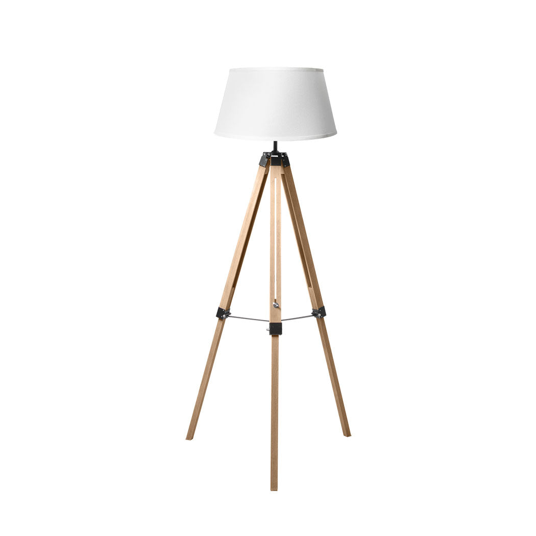 EMITTO Tripod Wooden Floor Lamp Shaded Natural