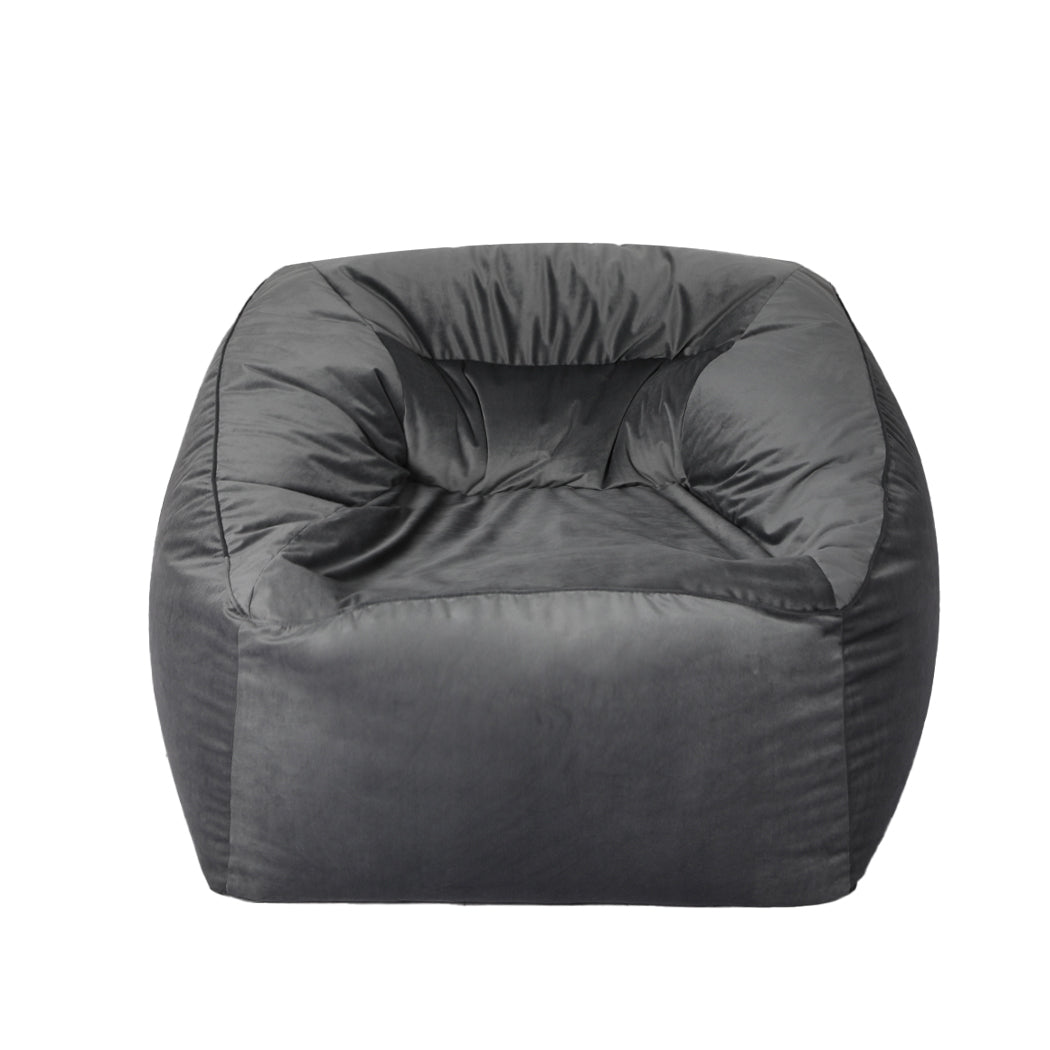Marlow Bean Bag Chair Cover Soft Velvet Dark grey