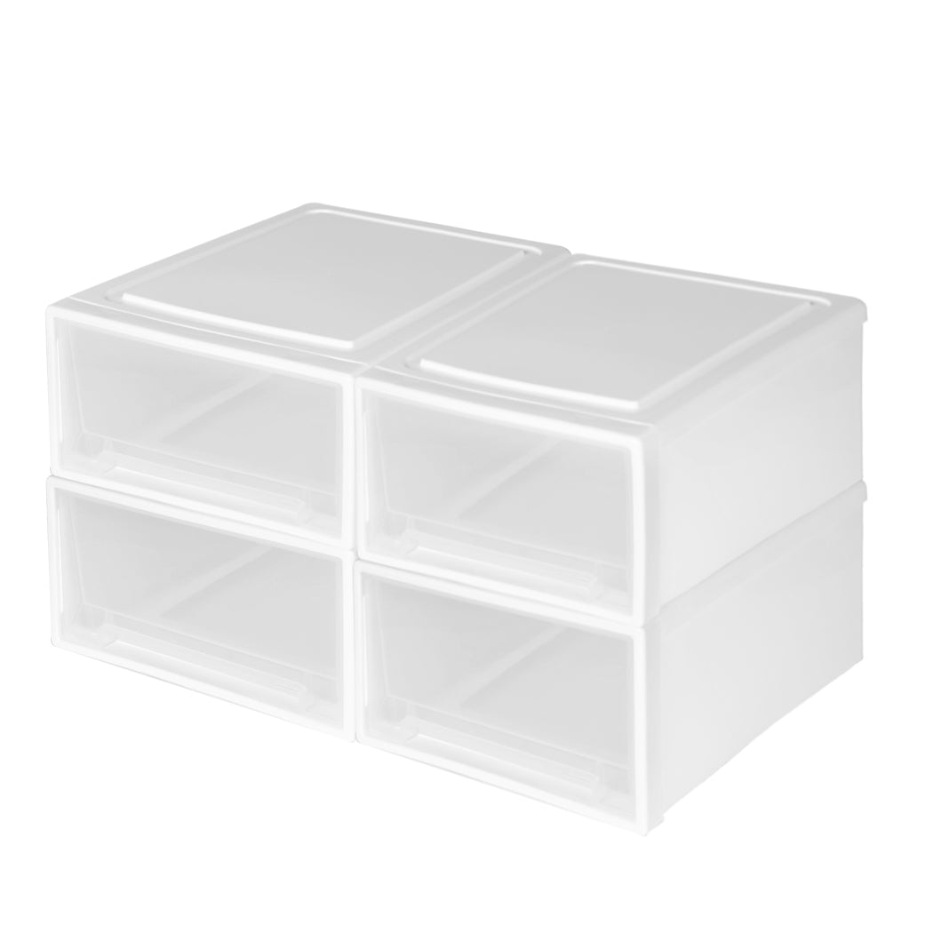 Plastic Storage Drawers Stackable Containers S 4PK Small
