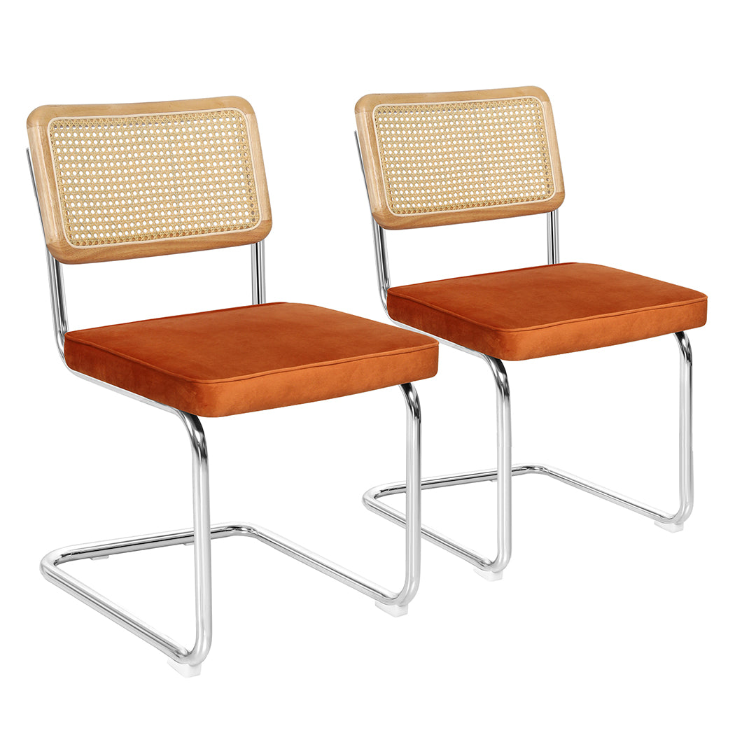 Levede 2xRattan Chair Dining Chairs Orange