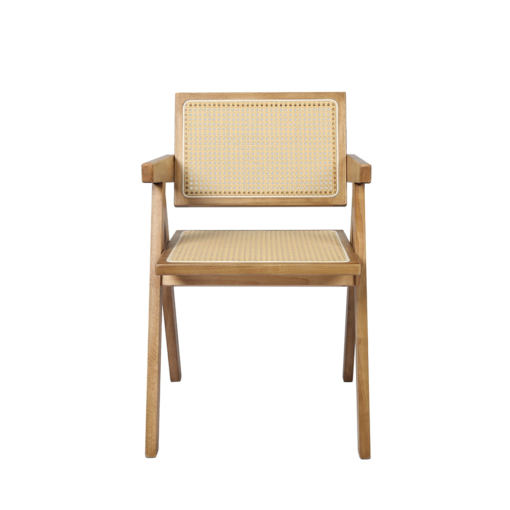 Levede 1x Dining Chair Solid Wood Rattan Natural