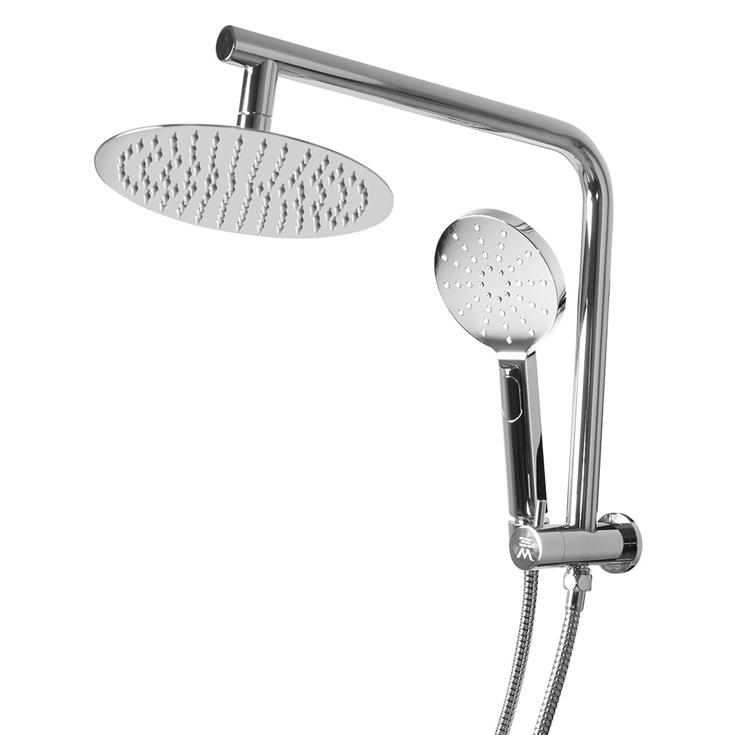 High Pressure Shower Head Set Rain Round Silver