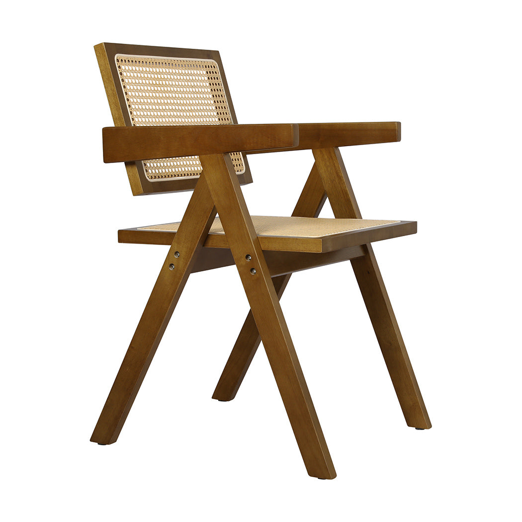 Levede 1x Walnut Wicker Armchair Dining Chair