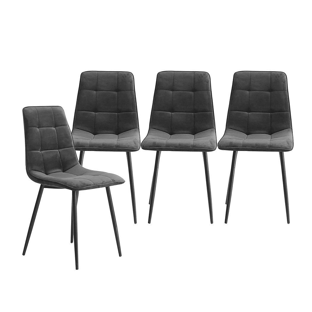 Levede 4x Dining Chairs Kitchen Velvet Grey