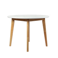 Levede Dining Table Round Rubberwood Base 100cm White 100 CM