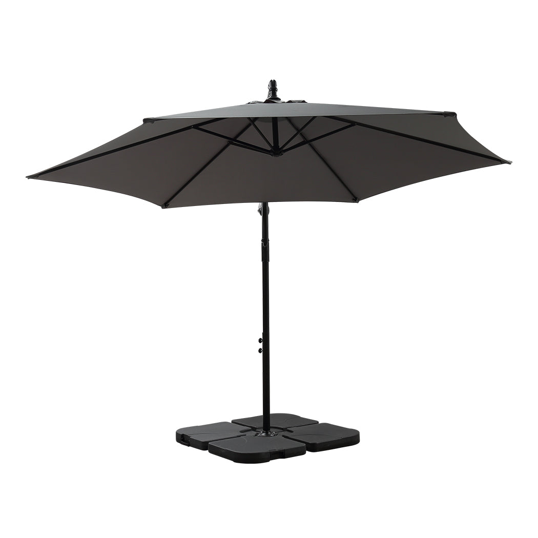 Mountview 3M Outdoor Umbrella Cantilever Grey With Base