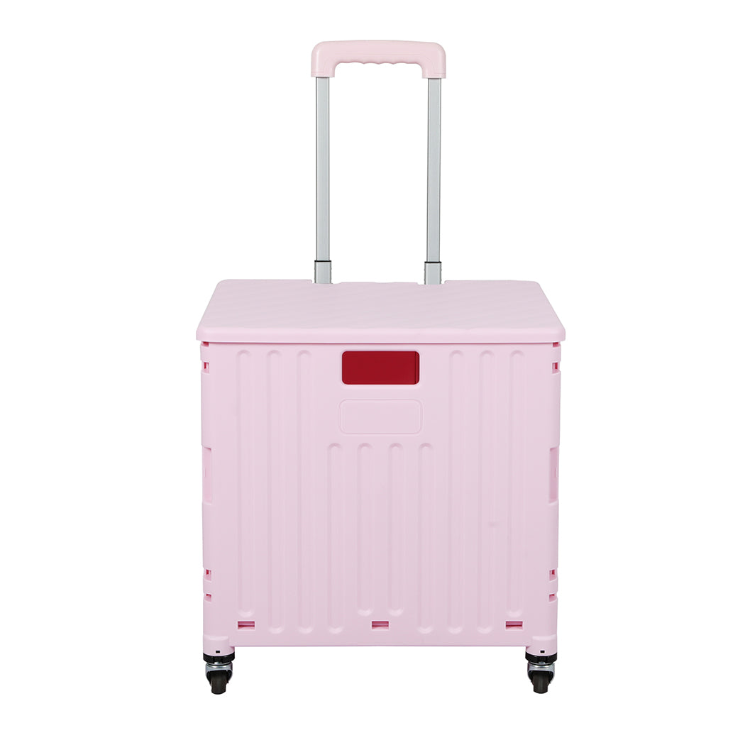 Folding Shopping Trolley Cart Portable Pink