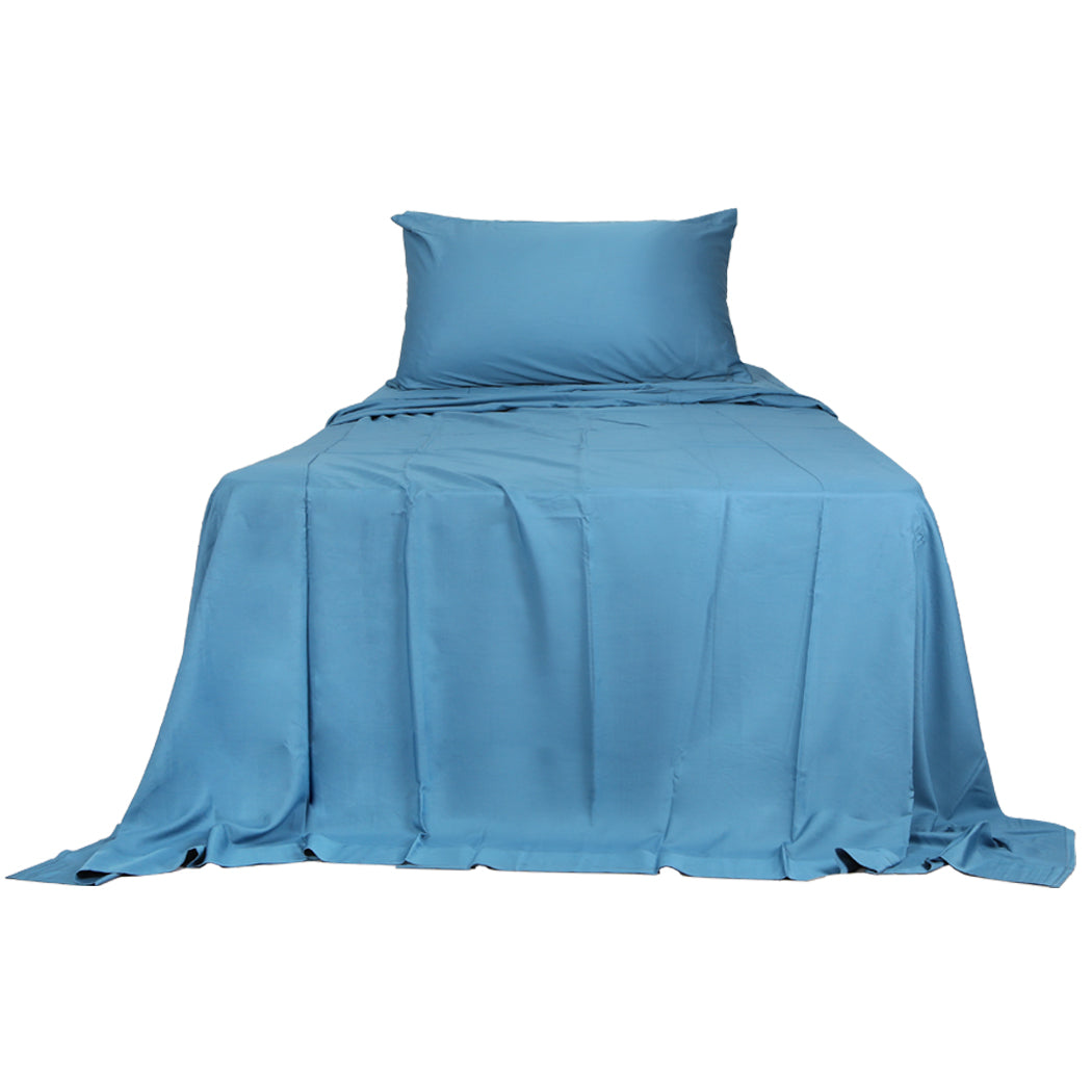 Dreamz 3pcs Sinigle Size 100% Bamboo Bed Sheet Set in Blue Colour Single