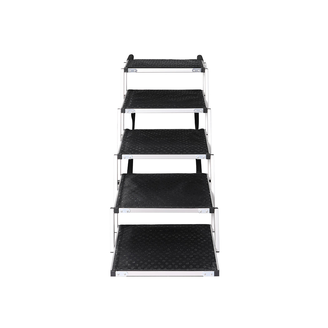 PaWz 5 Steps Dog Ramp Adjustable Height Black