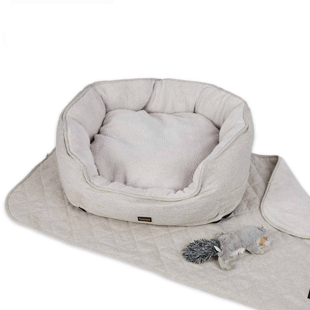 PaWz Pet Bed Set Dog Cat Quilted Blanket X-Large Beige