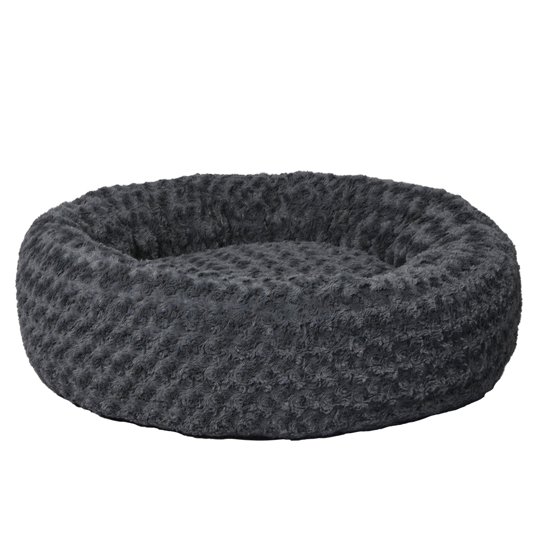 PaWz Calming Dog Bed Warm Soft Plush L Dark Grey Large