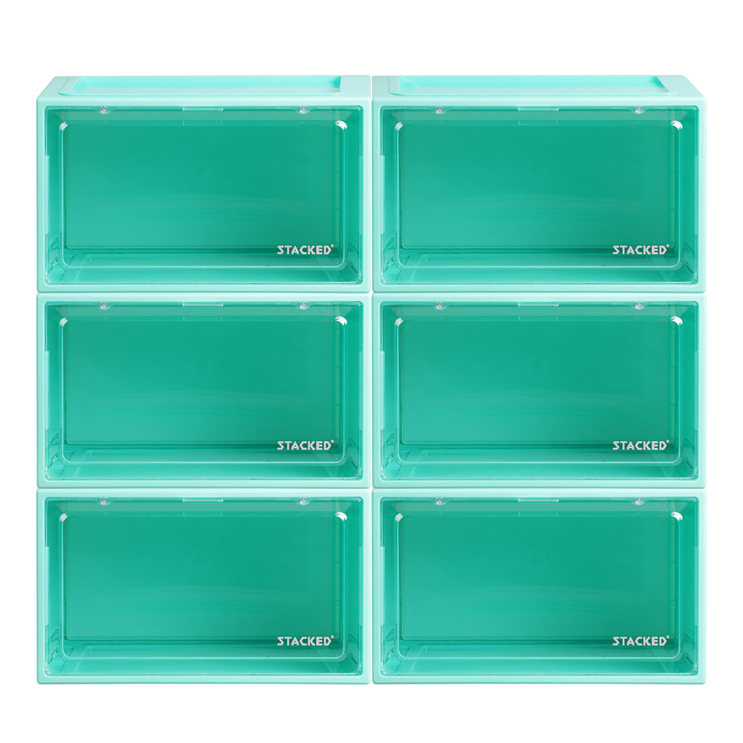 Stacked 6x Sneaker Display Case Shoe Cyan