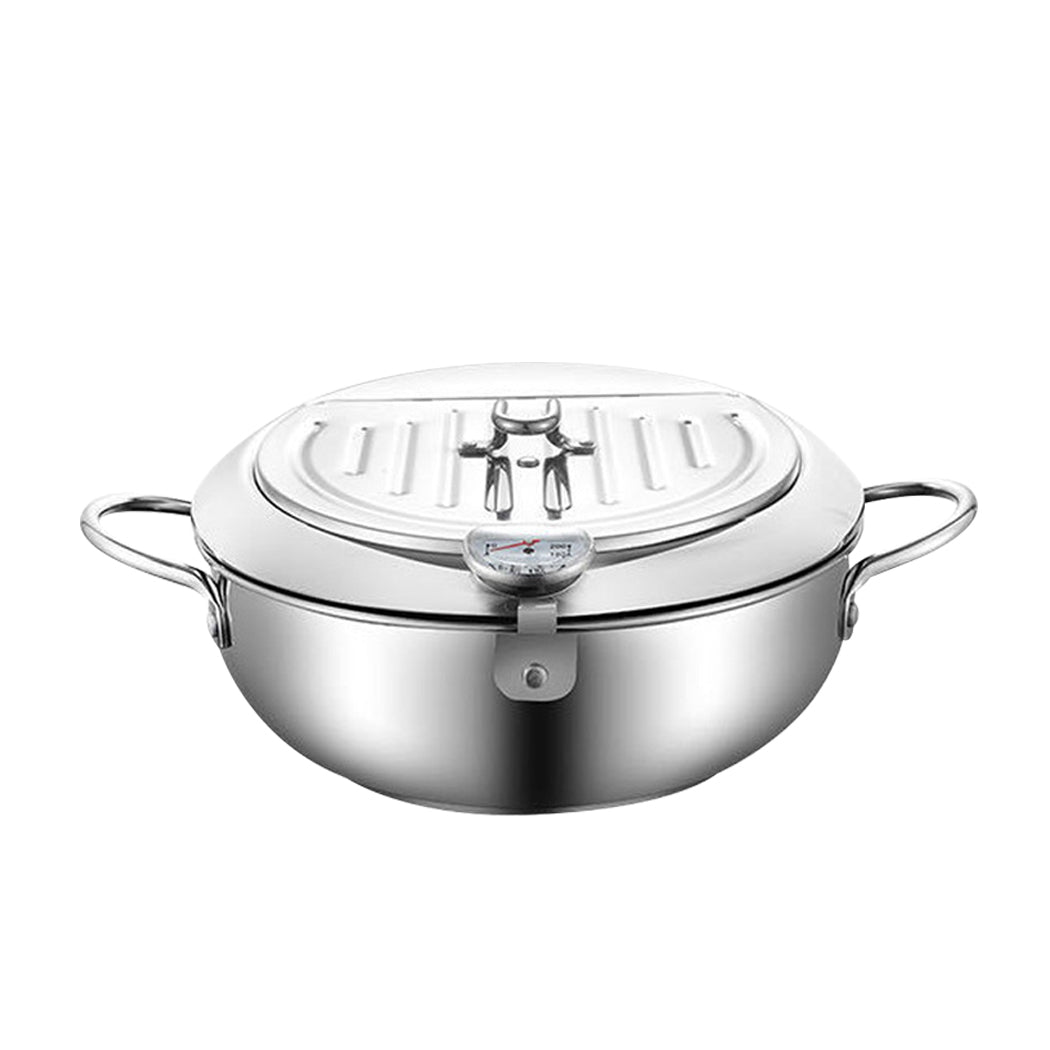 TOQUE 24cm Japanese Deep Frying Pan Silver