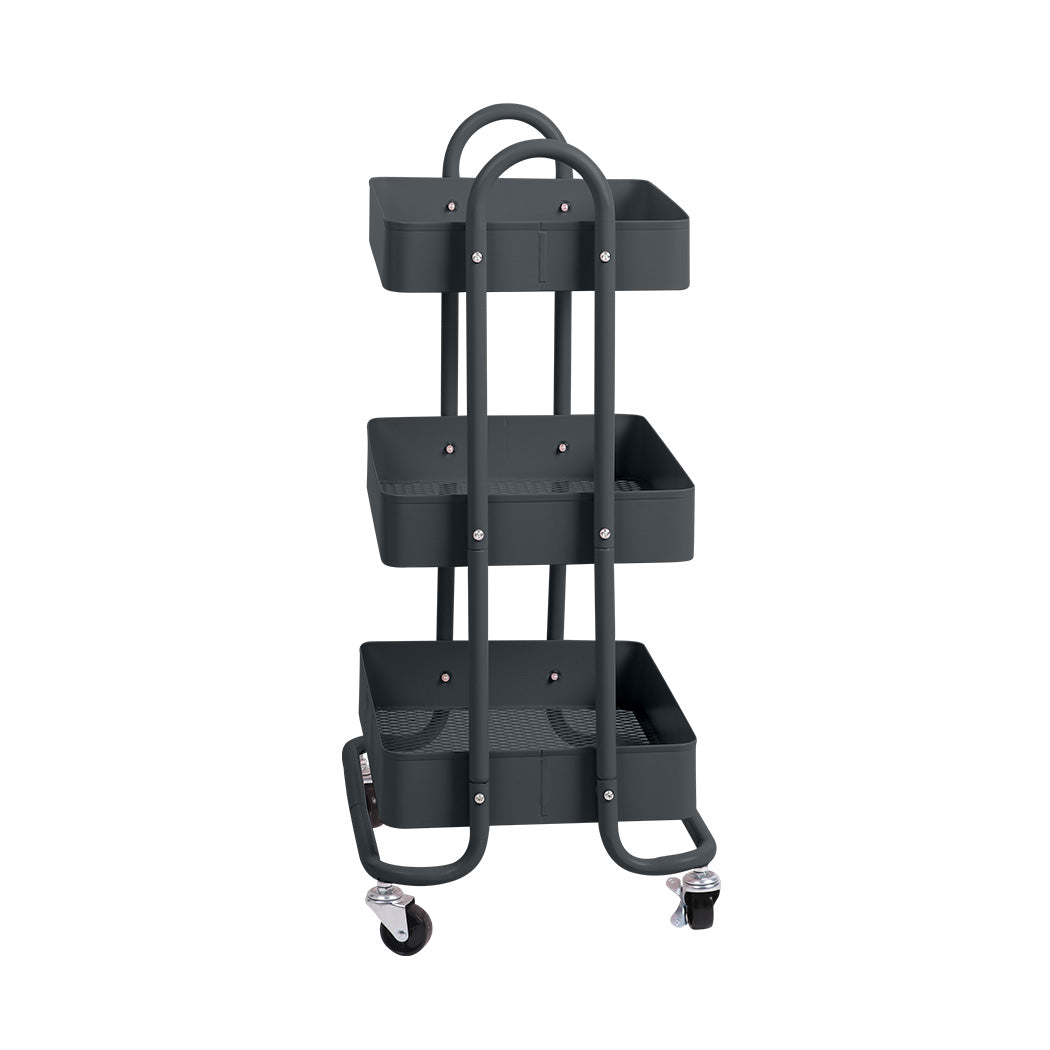 Levede 3 Tiers Kitchen Trolley Cart Grey