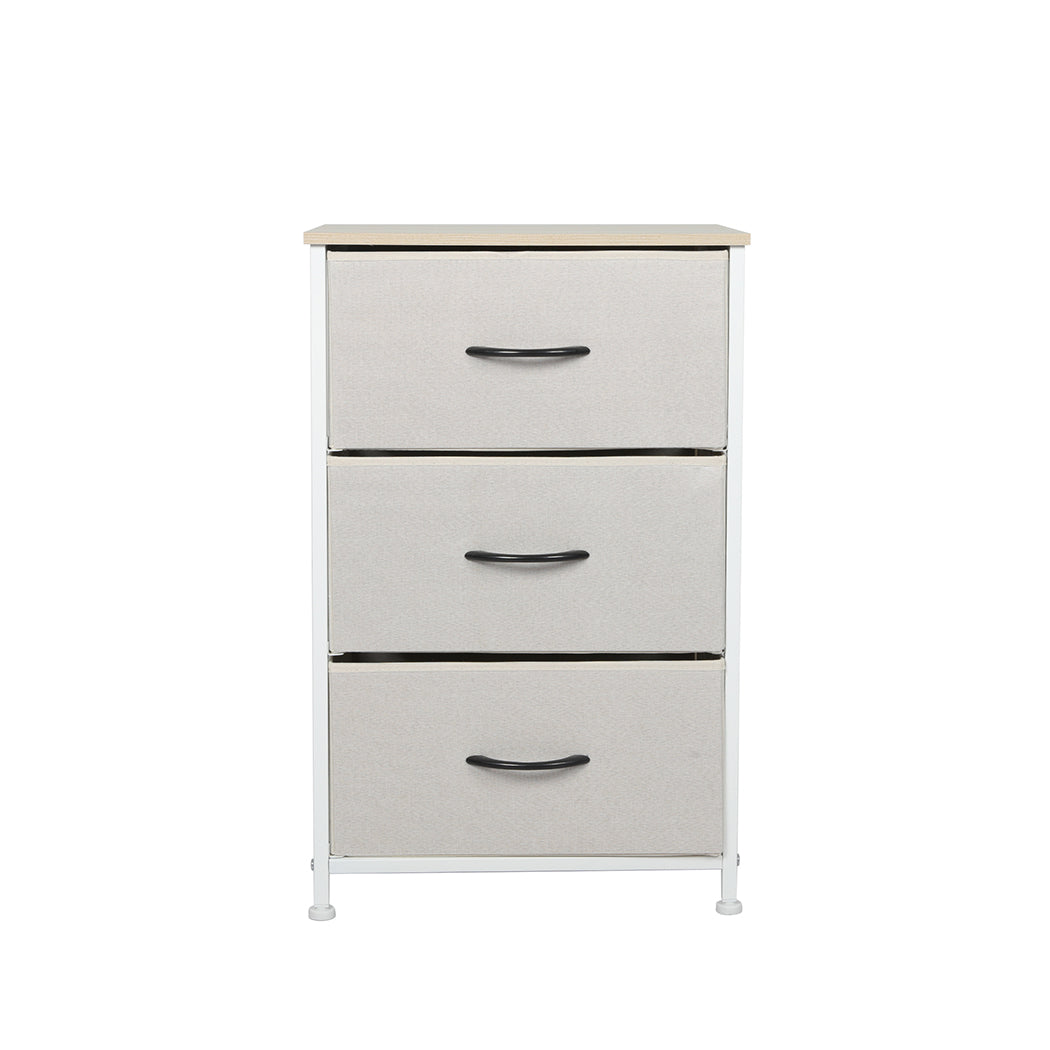 Levede Chest of 3 Drawers Bedside Table Beige