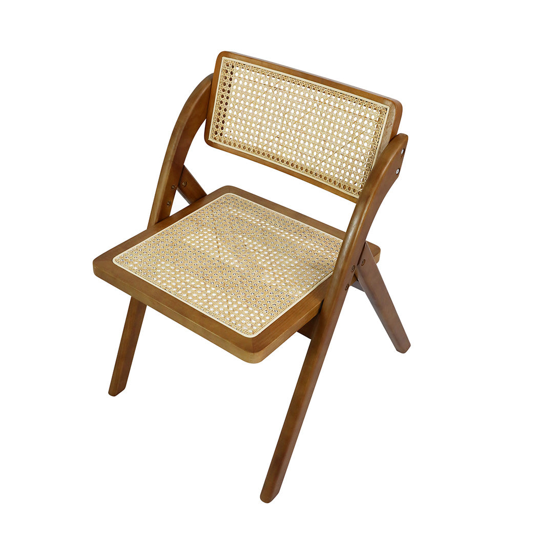 Levede 2X Foldable Rattan Dining Chairs Walnut