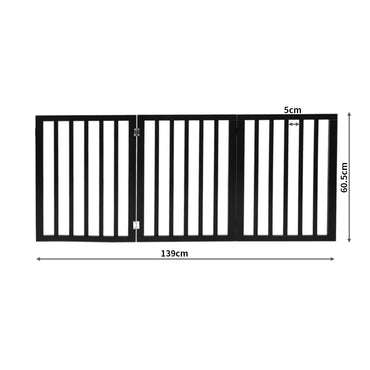 PaWz 3 Panels Wooden Pet Gate Dog Fence Black 2000x 3MM