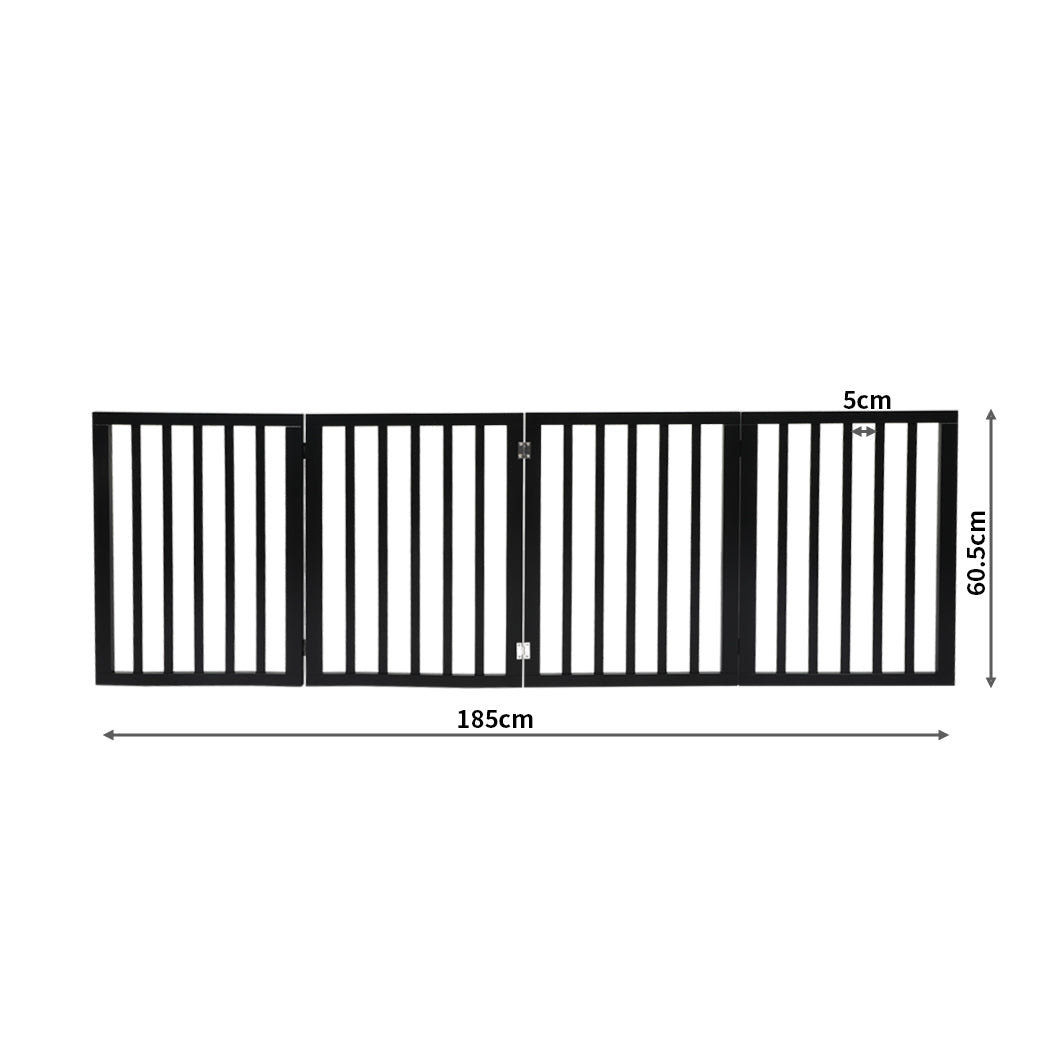 PaWz 4 Panels Wooden Pet Gate Dog Fence Black 600x 3MM