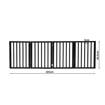 PaWz 4 Panels Wooden Pet Gate Dog Fence Black 600x 3MM