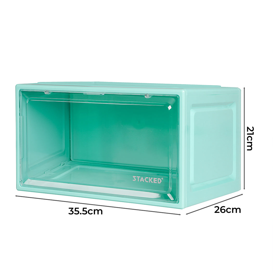 Stacked Sneaker Display Case Stackable Cyan