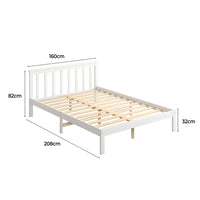 Levede Wooden Bed Frame Queen Full Size White